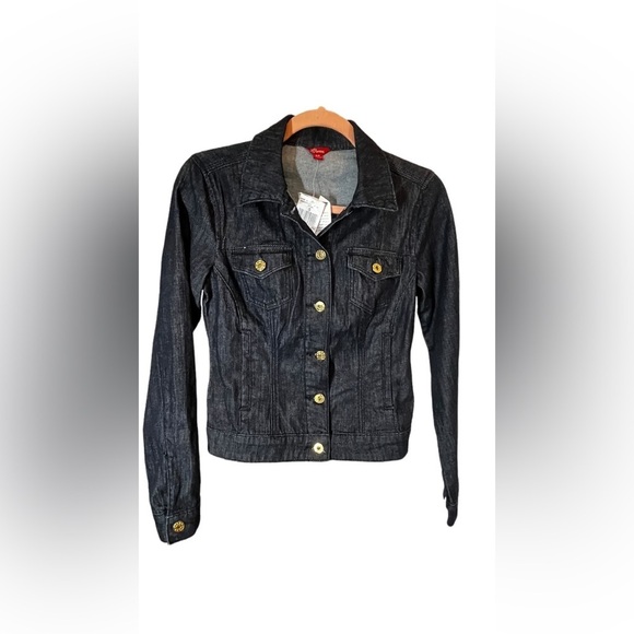 Guess Dark Wash Denim Button Front Trucker Jean Jacket Size Small NWT - Picture 1 of 12